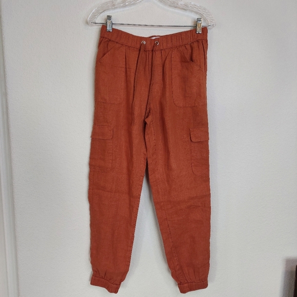 Nicole Miller Linen Cargo Jogger Pants Size Small - Picture 1 of 6